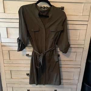 Classy express army green silky dress
